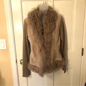 If It Were Me Leather and Wool Fur Jacket Size Large